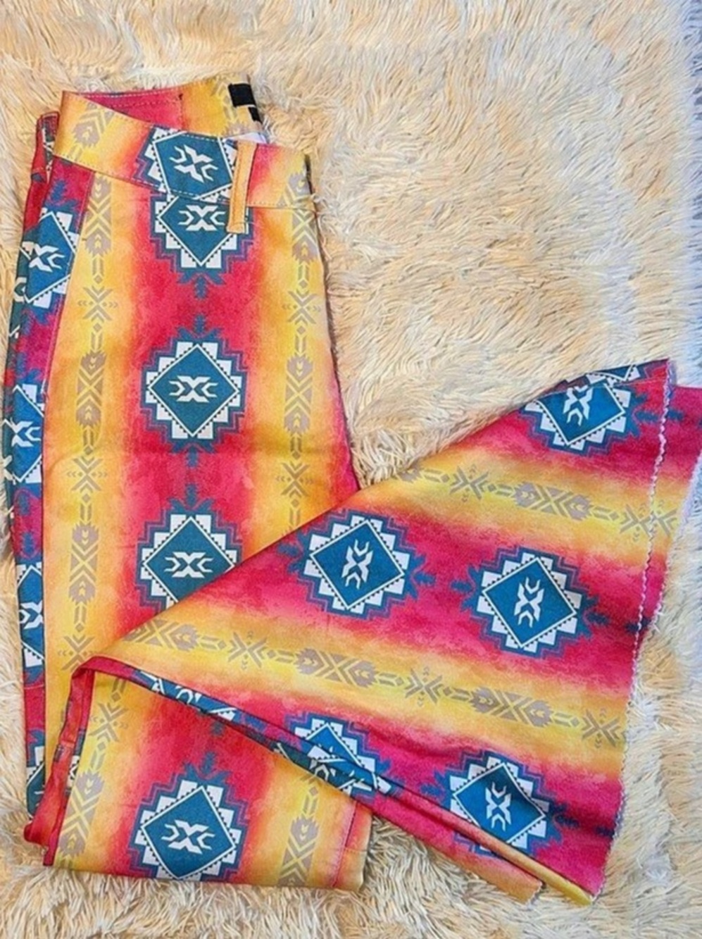 Lucky & Blessed Western Print Flare Jeans, Size 4